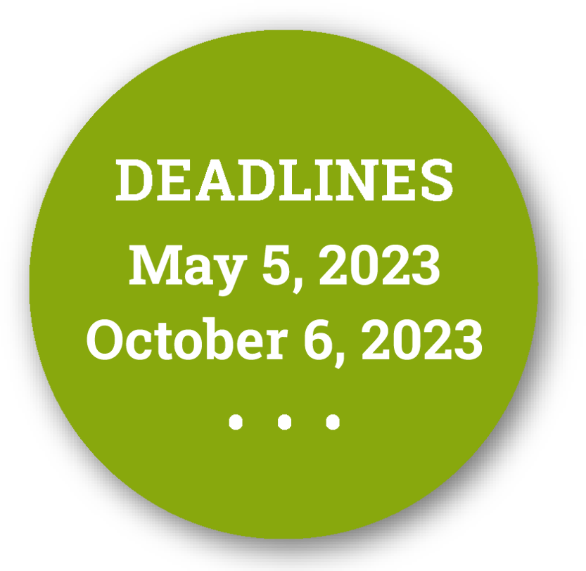 Deadlines: May 5, 2023 and October 6, 2023